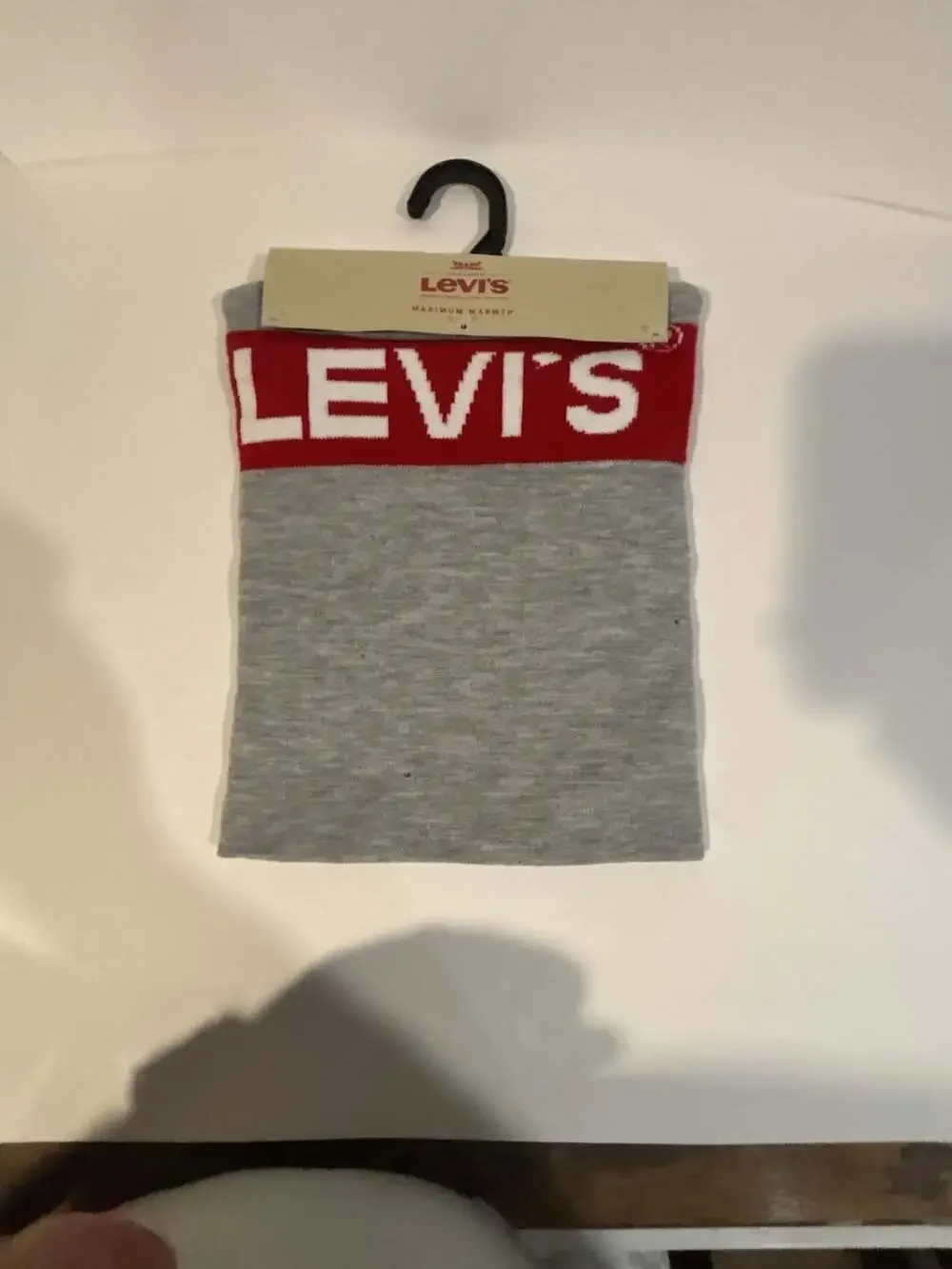 Levi's logo infinity scarf for men or women heather gray red white
